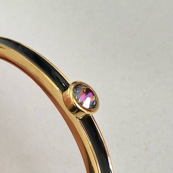 ⭐️Kate Spade⭐️Forever Gems Gold Black Hinged Bracelet Women's Bangle Jewelry - Picture 4 of 13